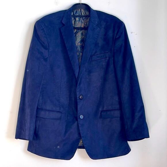 Lauren Ralph Lauren faux suede paisley lined two button single vent sport coat - Picture 1 of 7